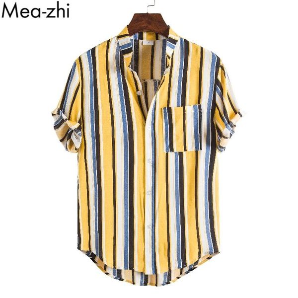 

men's casual shirts men colorful stripe button up shirt summer vocation beach fashion short sleeve, White;black