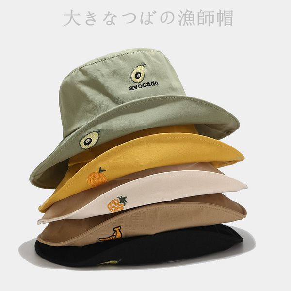

new fruit embroidered fisherman's hat in spring and summer