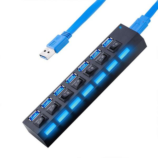 

hubs on/off hub usb 3.0 for pc lapcomputer accessories super speed ac power 5gbps cable switches 7 port adapter