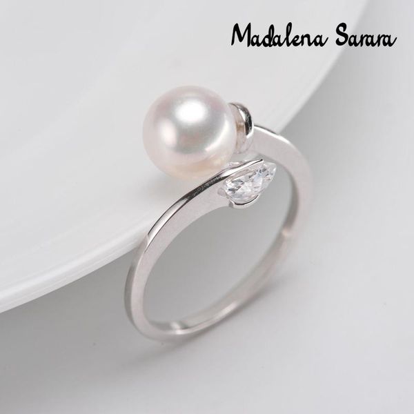 

cluster rings madalena sarara 9-10mm freshwater pearl s925 sterling silver fashion ring customizable md-sp1002, Golden;silver