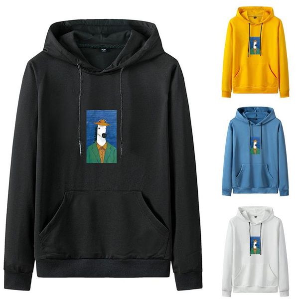 

men's hoodies & sweatshirts printed blouse autumn hooded long sleeve casual slim sweatershirts, Black