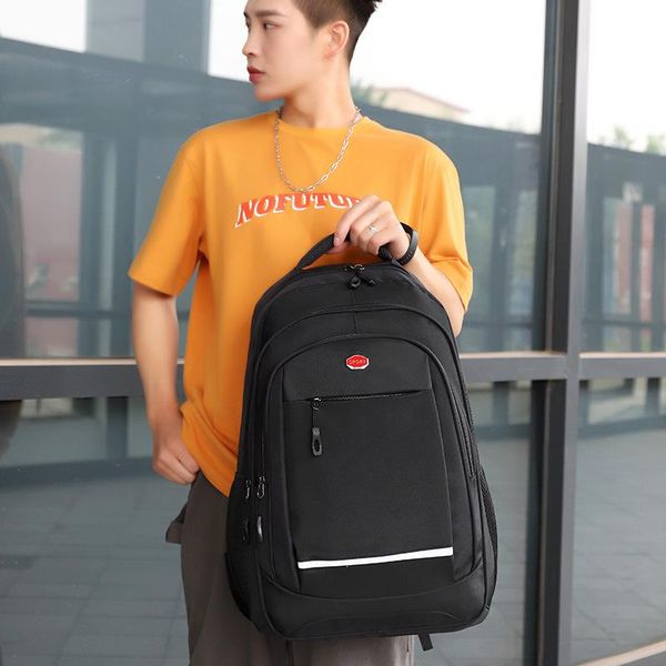 

backpack oxford waterproof wear-resistant reflective strip design travel bag solid color large capacity leisure lapld827