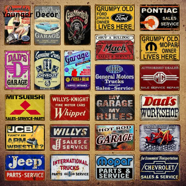 

car gas oil tyres metal poster vintage garage decor dads workshop retro tin signs wall art carft man cave decoration yi-112