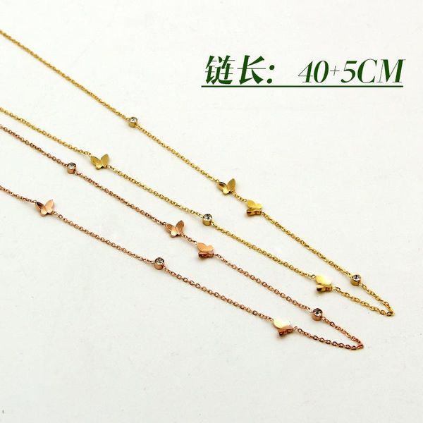

fashion stainless steel love crystal cute butterfly pendant chokers necklace rose gold color women girl female party gift, Golden;silver