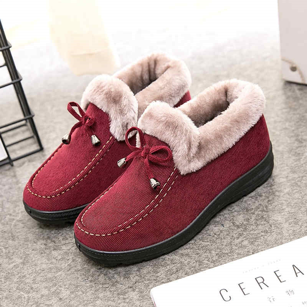 

women boots winter shoes 2021 snow boots round toe cotton fabric slip-on flat with sewing solid color platform boots, Black
