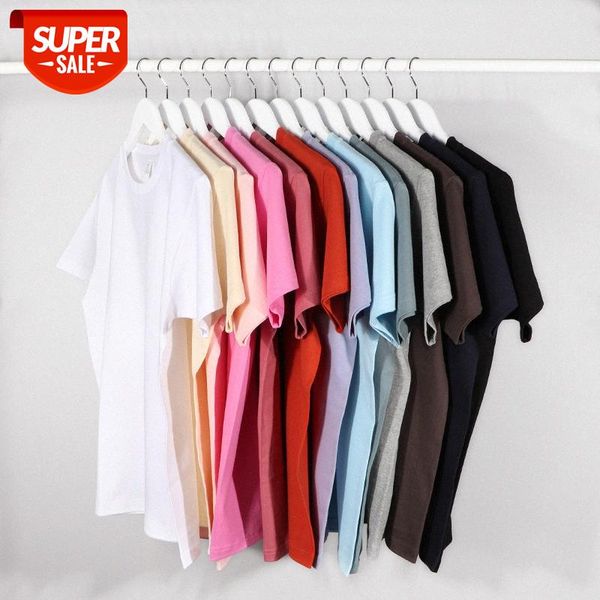 

high-grade gray 250g heavy dark pure cotton short-sleeved ice t-shirt for men and women color refreshing literary summer #vd3o, White;black