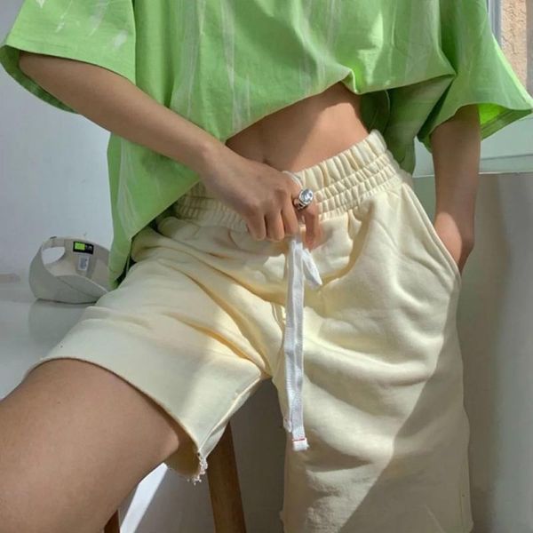 

women's shorts women\u2021s solid color workout drawstring high waist wide leg fitness short pants, White;black