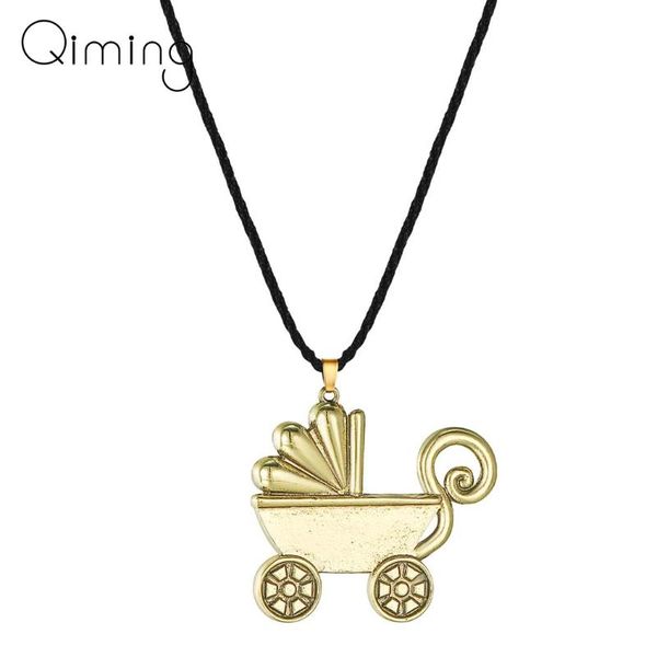 

pendant necklaces baby mom dad child family stroller necklace for women men antique vintage jewelry fashion female gift, Silver