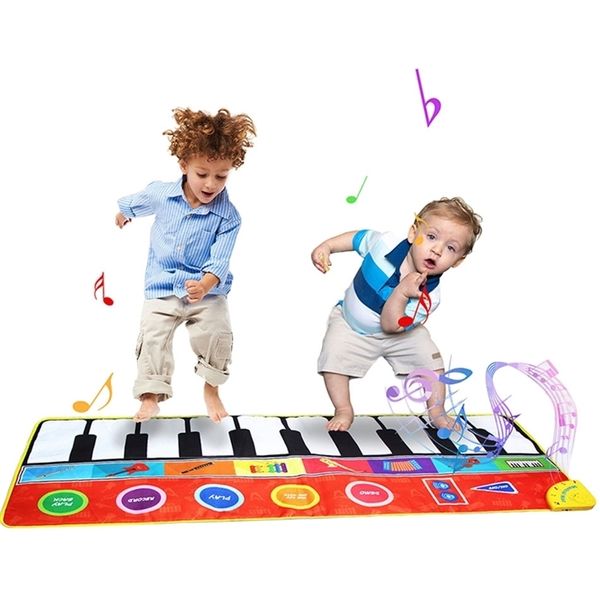 Tappetino da gioco per bambini Giocattoli musicali per bambini Ragazzi Ragazze Tappeto educativo Toddler Kids Superficie del pianoforte Sviluppo di tappeti striscianti per pavimenti 210402