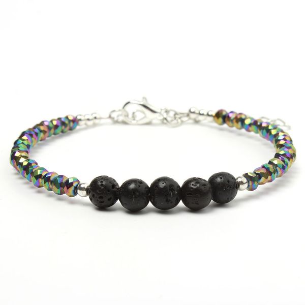 

crystal beads bracelet for men women braided bracelets handmade adjustable jewelry black lava stone bracelets