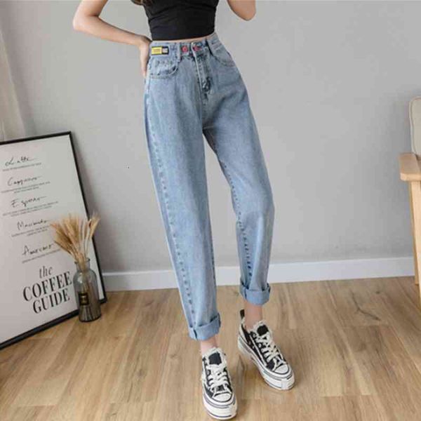 

women's jeans jeans high-legged broad leg, blue streetwear vintage fashion harajuku slacks straight 439u