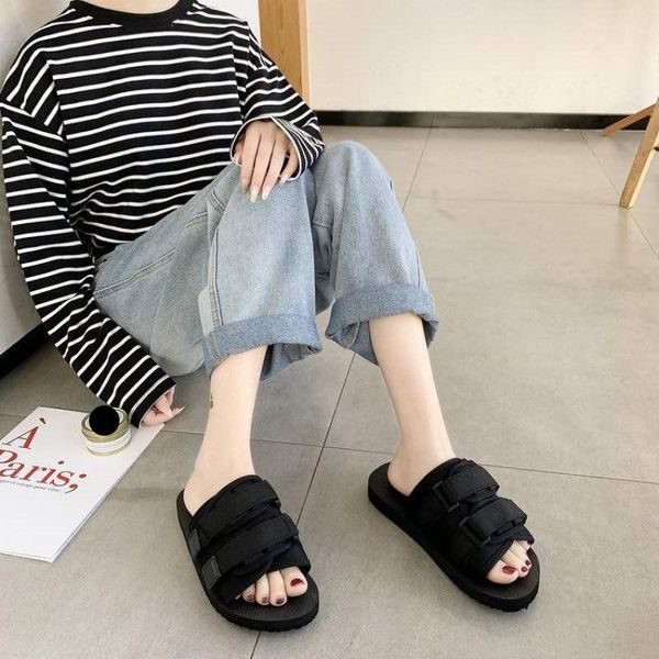 

shoes slippers casual slides slipers women luxury flat massage fabric rome rubber basic fashion pu cotton woman, Black