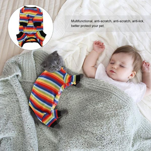 

rainbow color pet dog recovery shirt anti-lick suit cat costumes