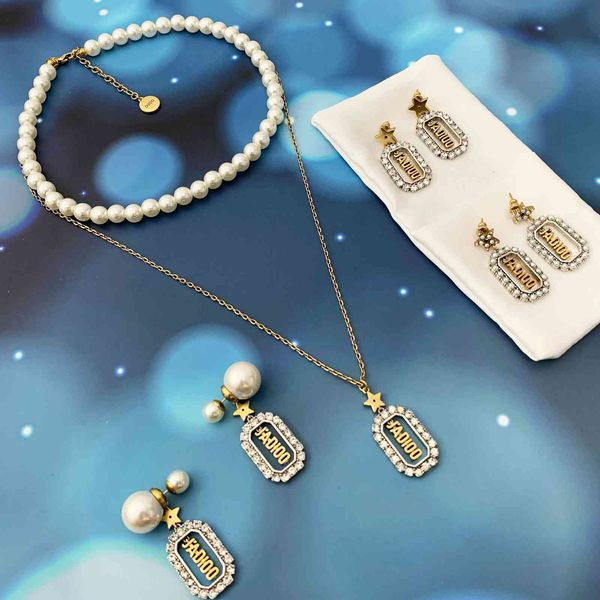 

70% off outlet online family's new letter pearl double layer necklace in 2021, Black