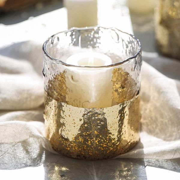 

candle holders european retro gold windproof glass cover romantic holder el restaurant bar deskdecoration ornaments