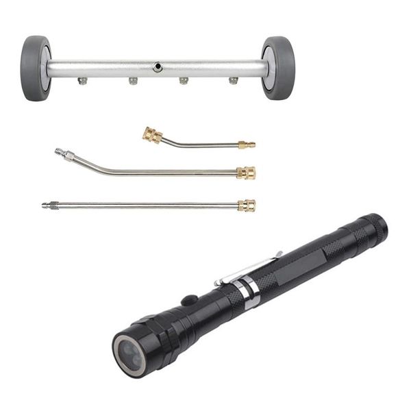 

3led picker tool 360 degree rotating & bottom brush 1/4 quick-insertion universal wheel car chassis cleaner water gun snow foam l lance