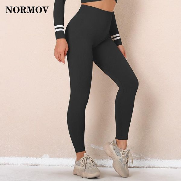 

women's leggings normov solid women fitness push up gym tight high waist sports casual 2021 leggins trousers for female, Black