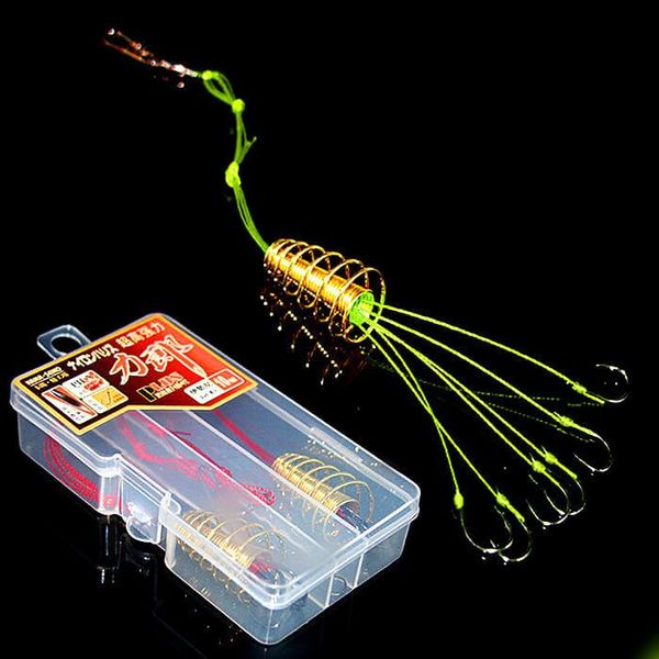 

set 2pcs 6in1 lantern barbed explosion fishing hook with tackle bait case box saltwater freshwater fishhook 6/7/8/9/10/11/12/13# hooks
