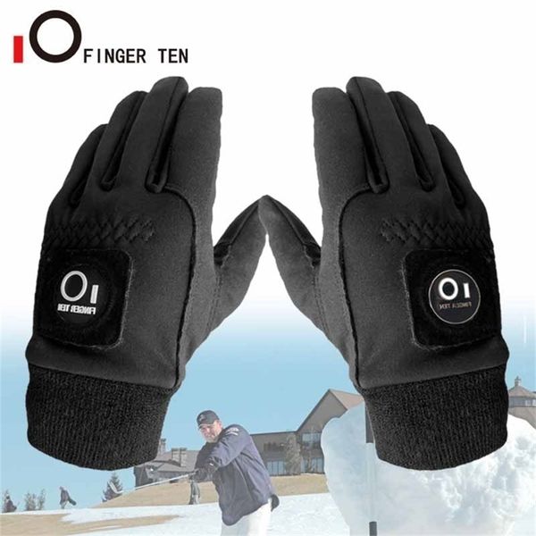 

1 pair winter cold weather warm golf gloves men with ball marker grip windproof waterproof mittens 211124, Blue;gray