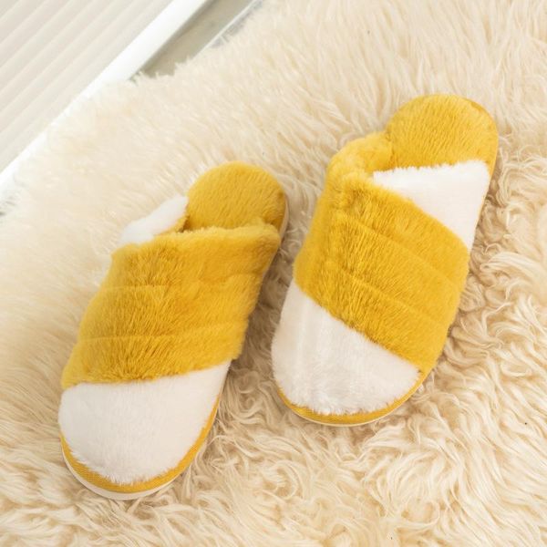 

winter household slippers women's cotton shoes soft plush indoor men's warm fur, Black