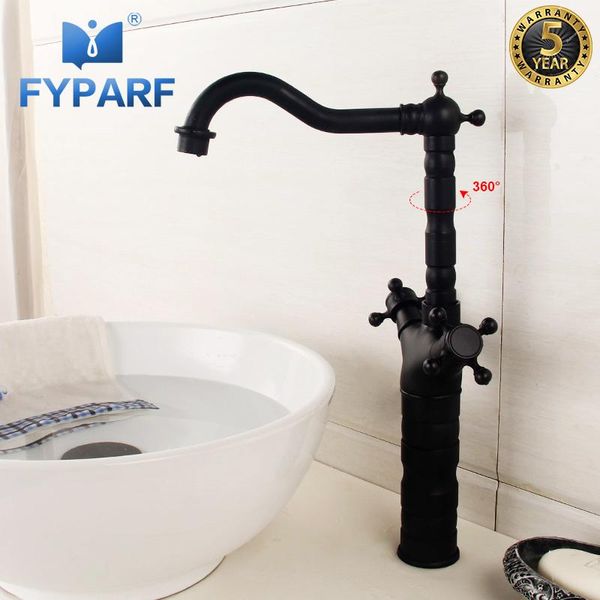 

bathroom sink faucets fyparf tall basin faucet brass waterfall and water tap black matte single handle swivel spout mixer