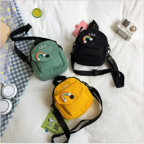 

cross body fashion casual female canvas bag cartoon rainbow messenger bags for women student cute girl shoulder ladies shopping handbag