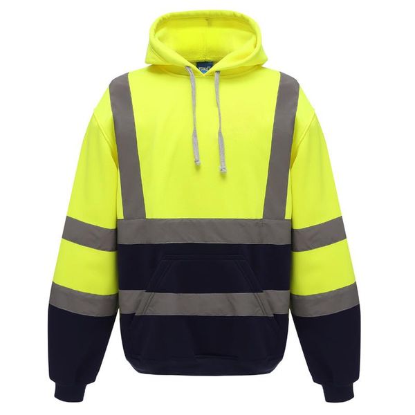 

men's hoodies & sweatshirts hi vis clothing two tone men reflective sweatshirt high visibility pullover long sleeve hoodie coat, Black