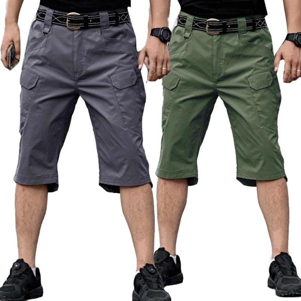

men's pants men tactical capri trousers green gray black quick dry with multi-pockets 3/4 breathable casual daily sportswear