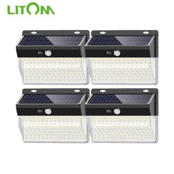 

solar lamps 1/2/4pcs litom 206 led lights pir motion sensor lamp outdoor sunlight ip65 waterproof 3 lighting mode for garden