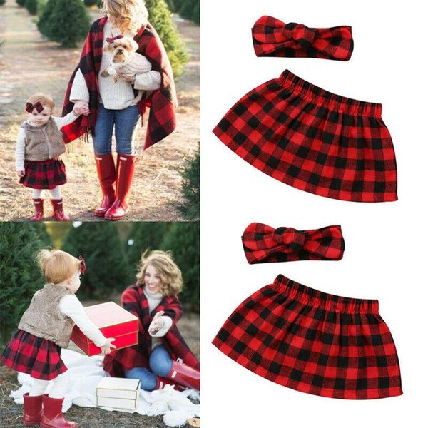 

born infant baby girl plaid mini skirts outfit clothes set