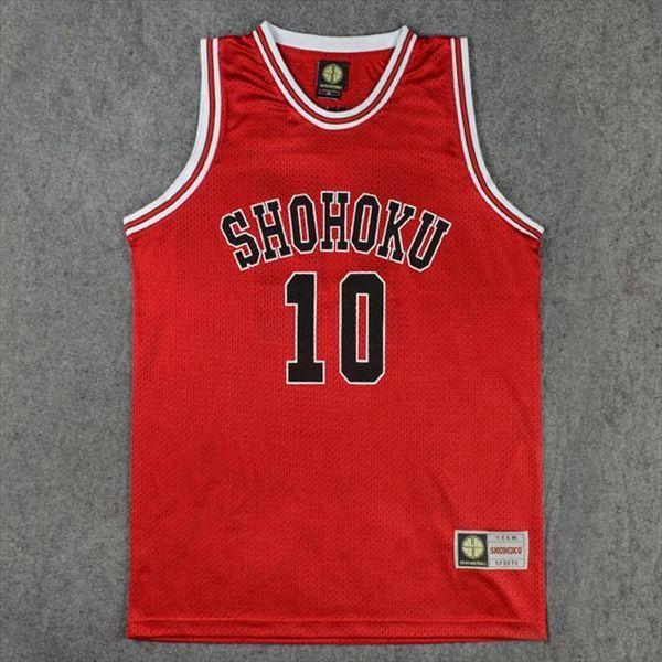 

slam dunk shohoku high school no.10 hanamichi sakuragi cosplay vest sd jersey, White;black