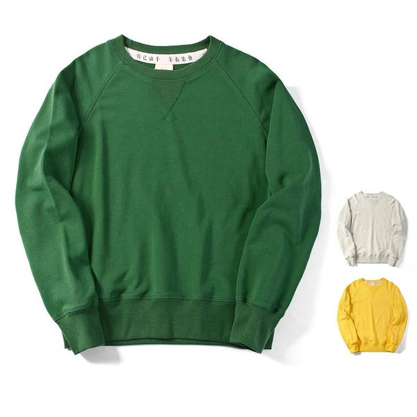 

men's hoodies & sweatshirts 320cwa vintage heavy weight pullovers for men cotton comfortable simple solid color all-match, Black