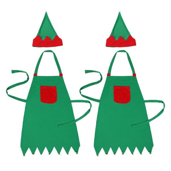 

aprons 2sets household christmas apron kitchen hats xmas themed