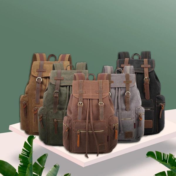 

vintage canvas backpacks men and women bags travel students casual for hiking travel camping backpack mochila masculina k726