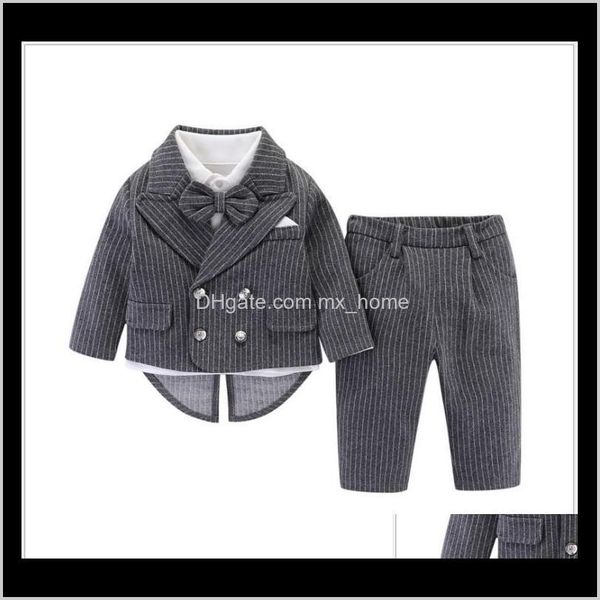 

baby maternity drop delivery 2021 good quality 4pcs sets for boys gentleman style suit jacketsshirtsbowtiepants baby boy clothing set kids o, White