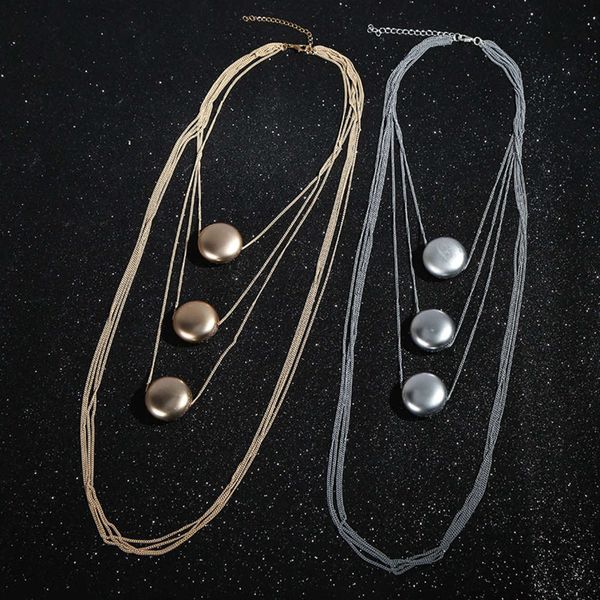 

other pearl fashion multilayer pendant accessories classic versatile women's long necklace sweater chain, Silver