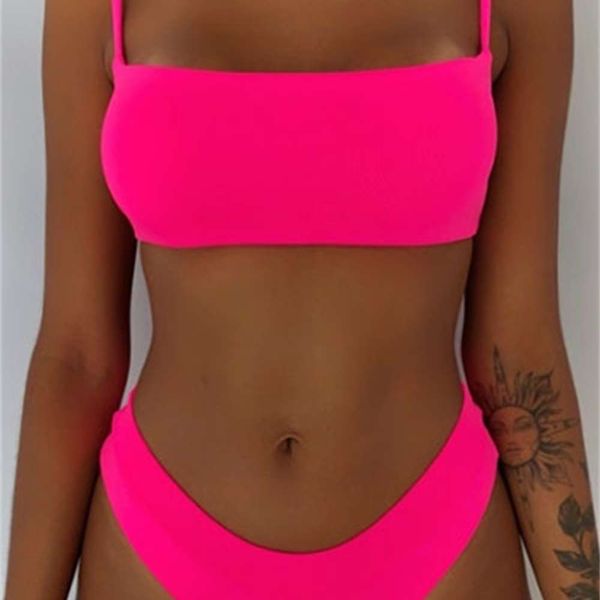 

women's plain popular split swimsuit, White;black