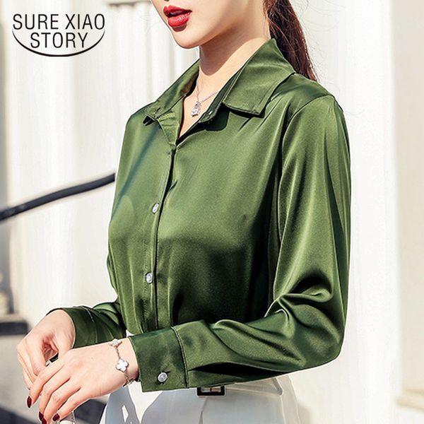 

mujer de moda black long sleeve ol chiffon blouse button solid square collar ladies blusas korean 8198 50 210415, White