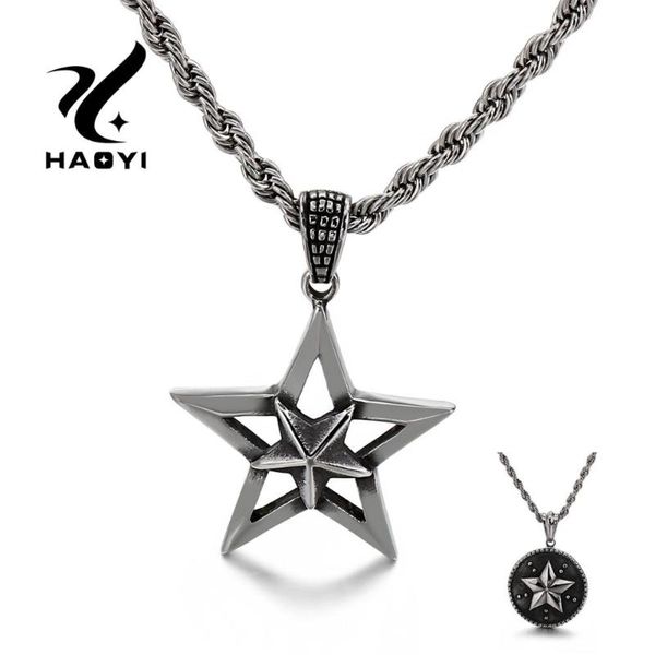 

stainless steel charms viking pendant necklace retro pentagram sign titanium fashion jewelry for men chains, Silver