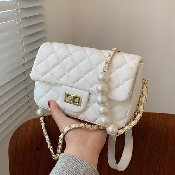 

small lingge chain pu leather flap crossbody bag 2021 shoulder handbags fashion trendy purses white black bags