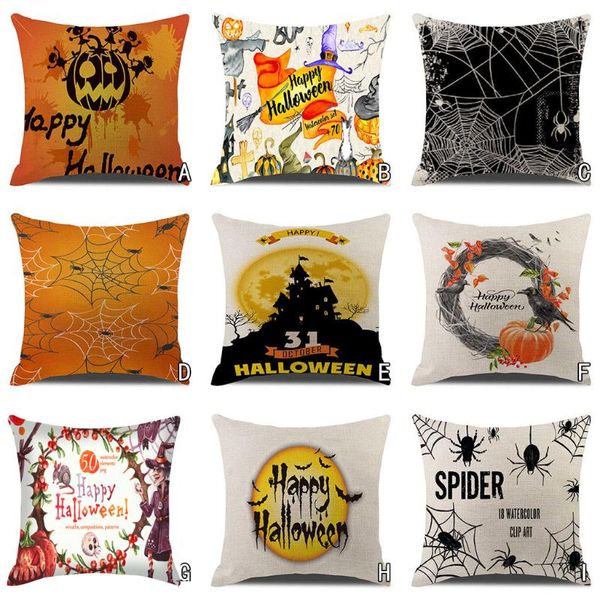 

happy halloween throw pillow cover pumpkin cushion case 2021 letter print l0819 cushion/decorative
