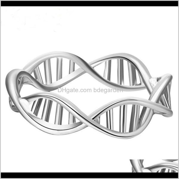 

band drop delivery 2021 jewelry hollow out dna molecule shape spiral rings foe women fashion of dbtyk, Silver