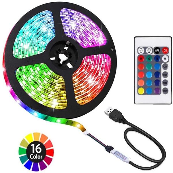 Tiras LED TV Backlight 6.56ft USB Light Light RGB multi-cor com controlador remoto para laptop espelho de cozinha iluminação em casa