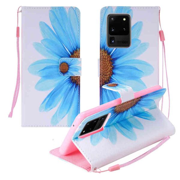 

pu leather phone cases for samsung galaxy note20 s20 ultra note10 s10 plus, colorful painting wallet flip kickstand cover case with card