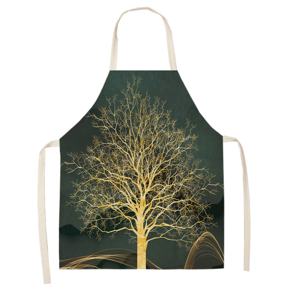 

aprons golden deer butterfly tree leaves kitchen for women cotton linen bibs household cleaning pinafore home cooking apron