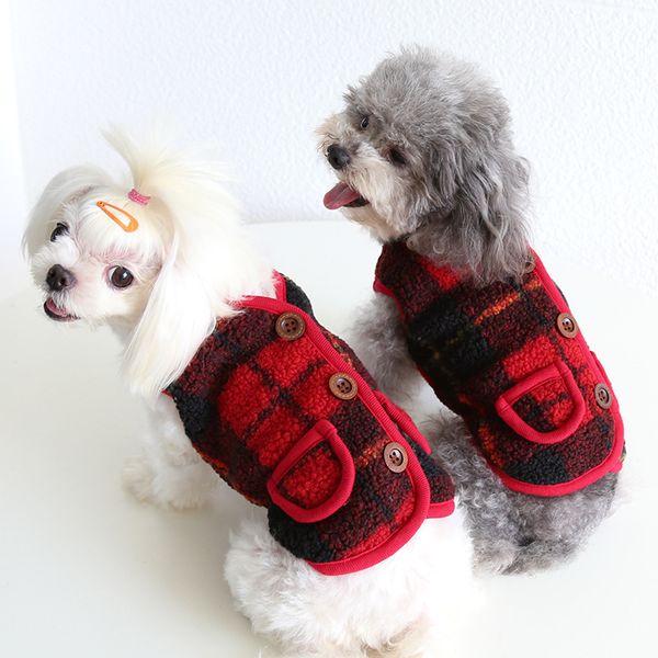 

petstyle autumn and winter red plaid fine veet vt cat cloth pet products dog