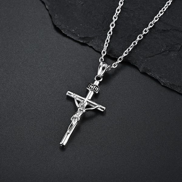 

pendant necklaces european and american retro fashion exaggerated domineering titanium steel cross necklace, Silver