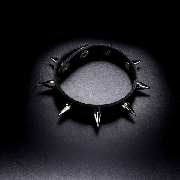 

charm bracelets gothic women punk black bracelet spike rivet cone leather cuff large size wristband, Golden;silver