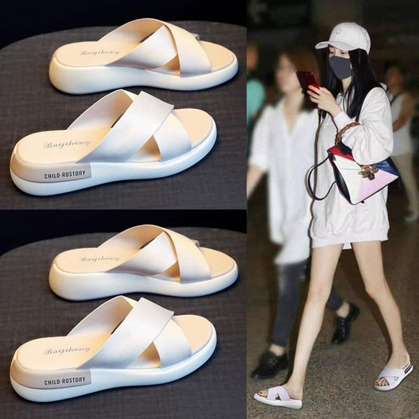 

slippers air cushion women's thick bottom fashion flip flops woman breathable beach women sandals lightweight men's shoes 205b, Black