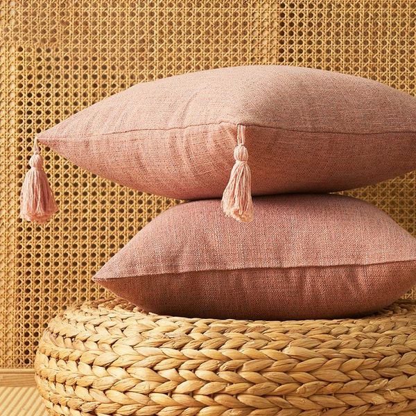 

cushion/decorative pillow mimallism solid color cushion cover for living room pillowcase throw covers home decor with tassels quality fabric